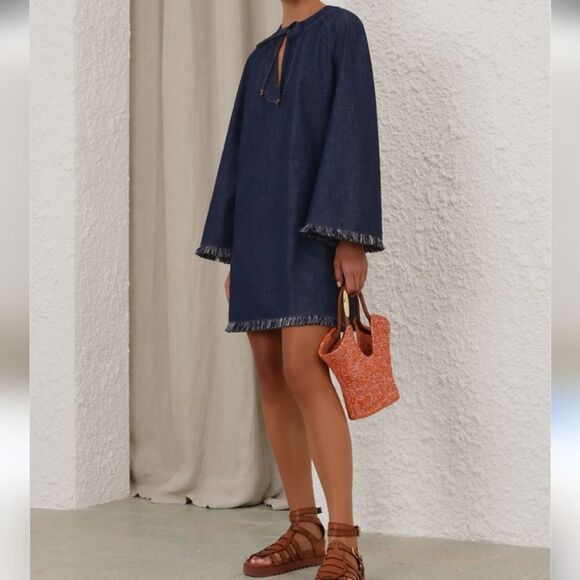 The 5th Label Denim Dark Blue frayed hem Casual Dress S - Picture 14 of 14